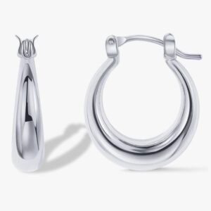 PAVOI 14K Gold Plated Sterling Silver Posts Oval Chunky Hoop Earrings
