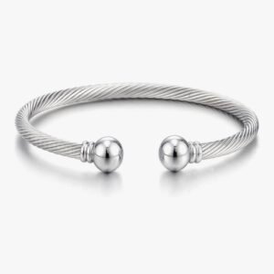 COOLSTEELANDBEYOND Elastic Adjustable Stainless Steel Cuff Bangle Bracelet