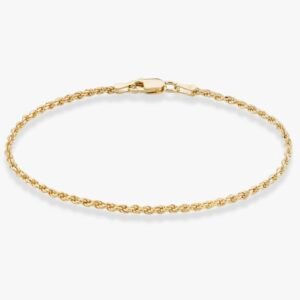 Miabella Italian 18K Gold Plated 925 Sterling Silver Italian 2mm, 3mm Braided Rope Chain Bracelet
