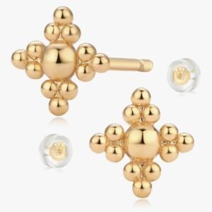 MYEARS Women Earrings Gold Stud 14K Gold Plated Small Simple Hypoallergenic Everyday Jewelry