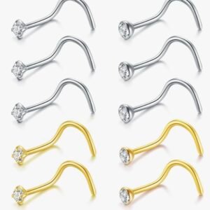 Briana Williams Nose Studs Nose Rings for Women 18G 20G Corkscrew Nose Ring Stainless Steel Nose Screw Studs Nose Rings Studs Surgical Steel Nostril Nose Piercing Jewelry